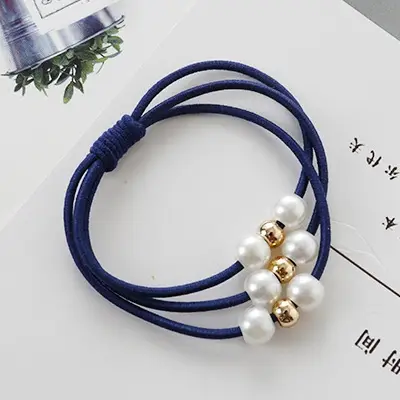 Picture of Koreancreative hairrope, versatile pearl hair tie, beaded multi-layer hair tie, high elastic rubber band hair tie -3pcs