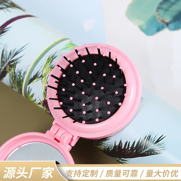 Picture of Round foldable mirror comb airbag comb gift comb hairdressing small plastic comb portable travel -1pcs