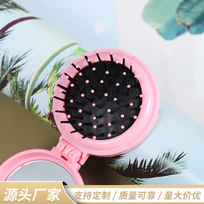 Picture of Round foldable mirror comb airbag comb gift comb hairdressing small plastic comb portable travel -1pcs