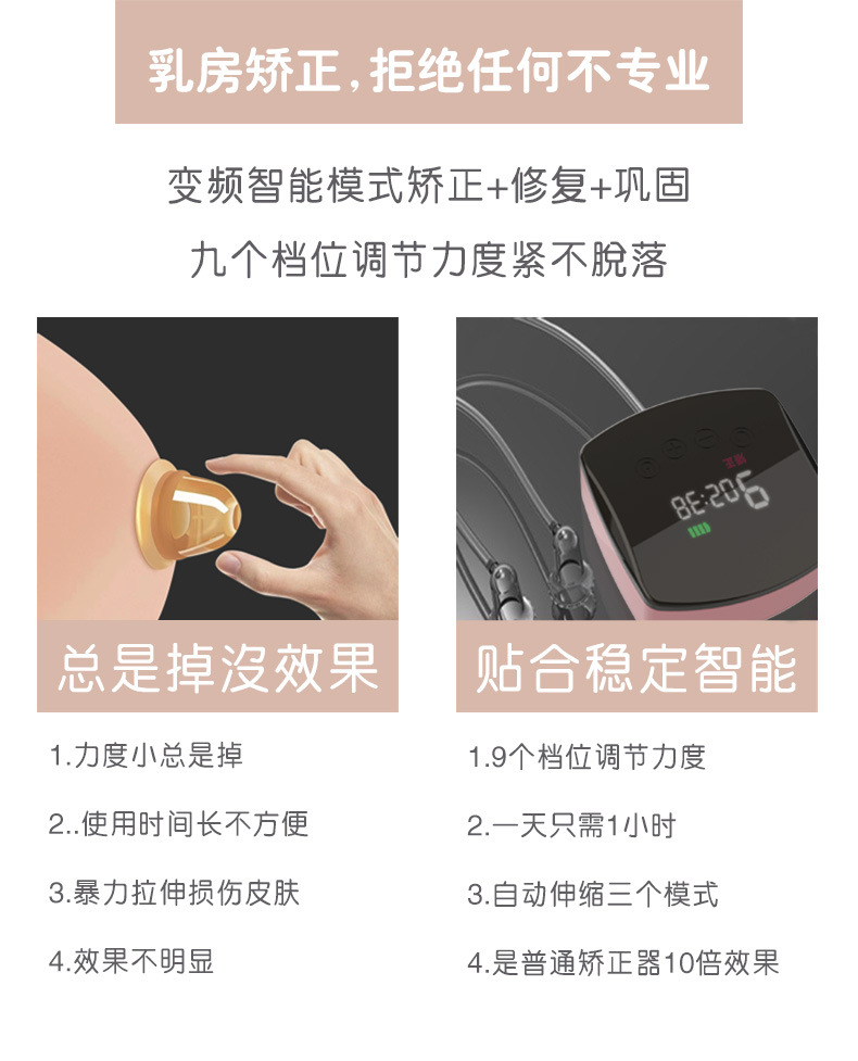 Picture of Electric Rechargeable nipple retraction corrector for suction and extraction of recessed feeding, flat correction of nipple traction for girls