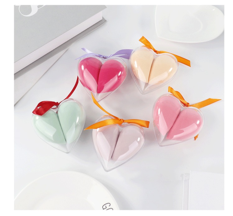 Picture of Creative new heart-shaped powder puff makeup tool that becomes bigger when exposed to water, and does not absorb powder when applying makeup -1box