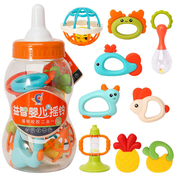 Picture of 9pcs set Premium Children's teether early education training set toy for Baby Hand Teether With jhunjhuni CN
