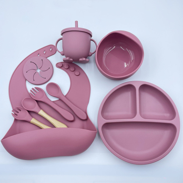 Picture of Silicon Toddler Kids Baby Feeding BPA Free Plate Bowls Set Silicone Baby Feeding Set With Sippy Cup