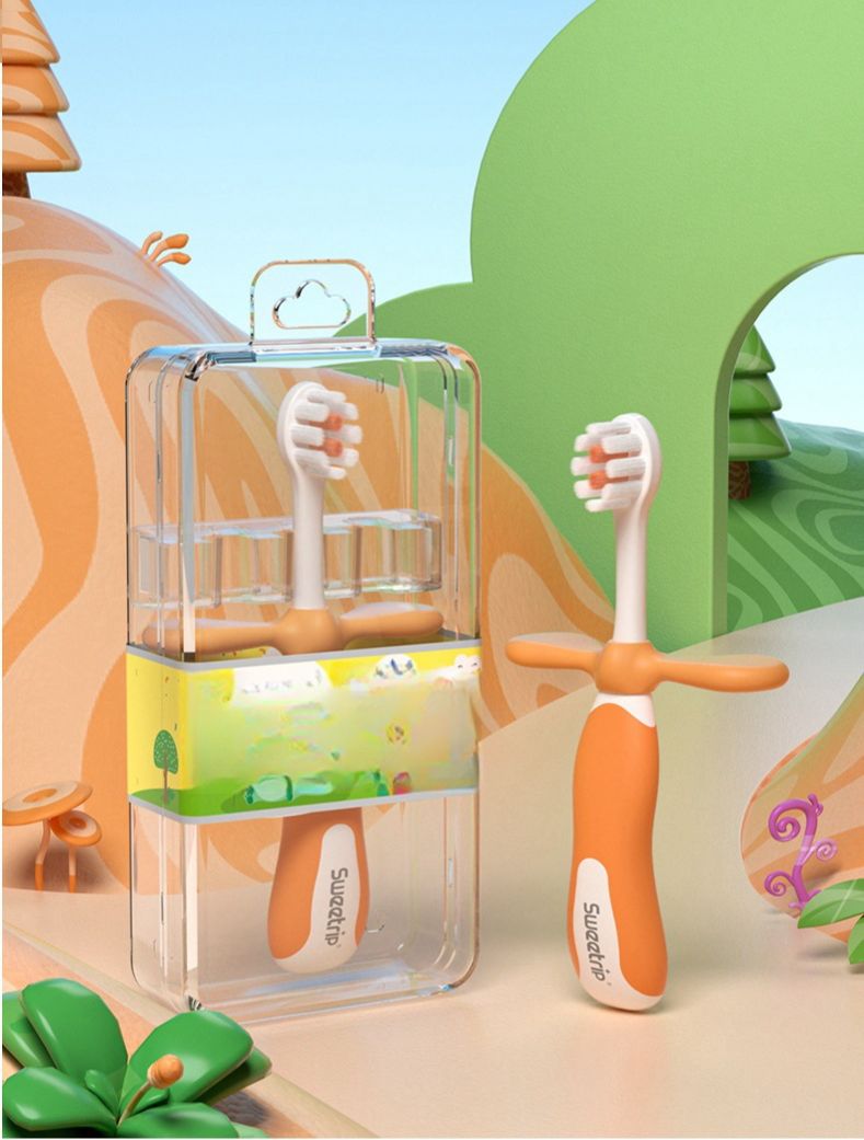 Picture of Children's training toothbrush baby soft fine hair small head 2-12 years old non-slip handle storage box packaging -1pcs