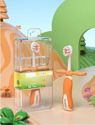 Picture of Children's training toothbrush baby soft fine hair small head 2-12 years old non-slip handle storage box packaging -1pcs