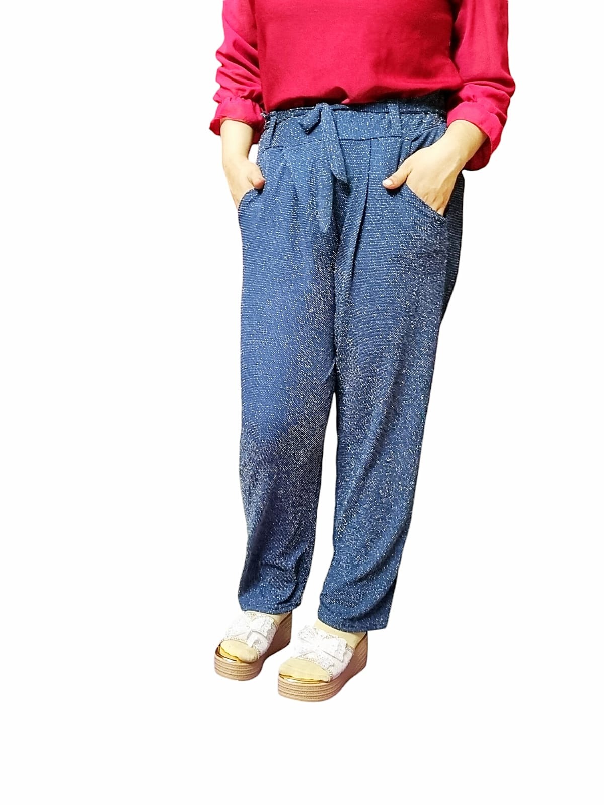  Western Fashion Ladies Glitter Palazzo Pant