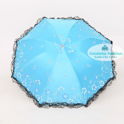 Buynew-fashionable-anti-uv-folding-print-border-lace-umbrellas-for-women-girls-outdoor-sunny-and-rain-dual-use at Best Price in Online