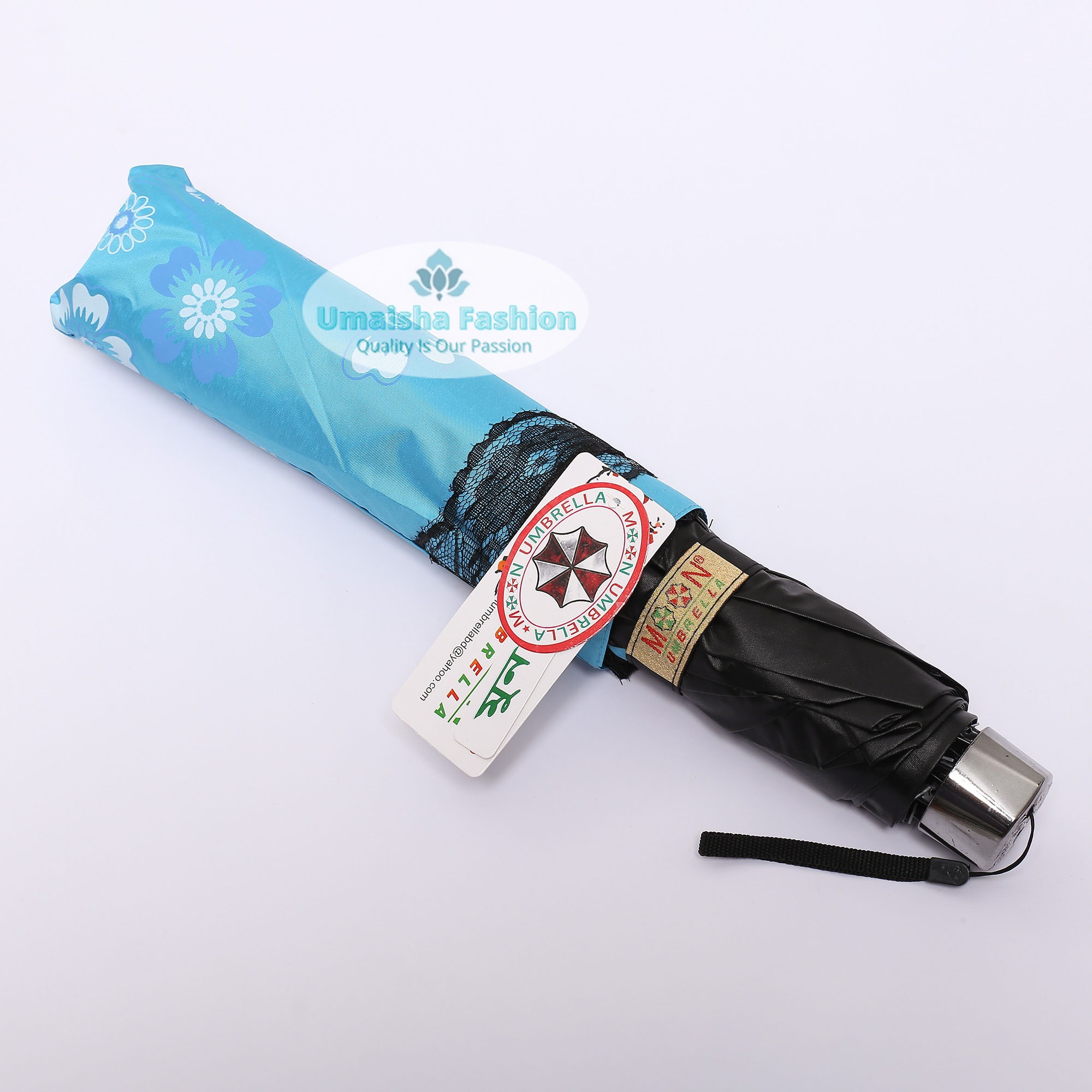 Buynew-fashionable-anti-uv-folding-print-border-lace-umbrellas-for-women-girls-outdoor-sunny-and-rain-dual-use at Best Price in Online