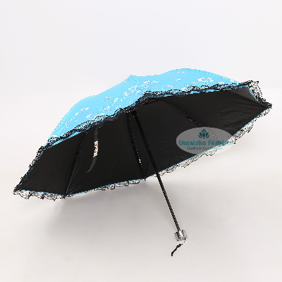 Buynew-fashionable-anti-uv-folding-print-border-lace-umbrellas-for-women-girls-outdoor-sunny-and-rain-dual-use at Best Price in Online