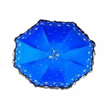 Buy new-fashionable-anti-uv-folding-print-border-lace-umbrellas-for-women-girls-outdoor-sunny-and-rain-dual-use at Best Price in Online