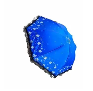 Buy new-fashionable-anti-uv-folding-print-border-lace-umbrellas-for-women-girls-outdoor-sunny-and-rain-dual-use at Best Price in Online