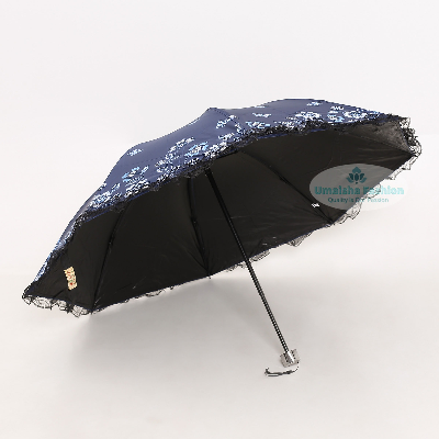 Buy new-fashionable-anti-uv-folding-print-border-lace-umbrellas-for-women-girls-outdoor-sunny-and-rain-dual-use at Best Price in Online
