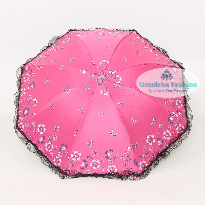 Buy new-fashionable-anti-uv-folding-print-border-lace-umbrellas-for-women-girls-outdoor-sunny-and-rain-dual-use at Best Price in Online