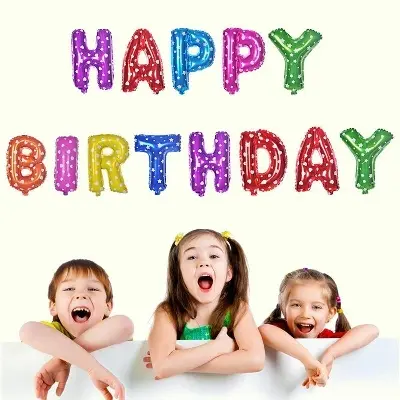 Picture of Happy Birthday Balloon Banner, Aluminum Foil Letters Banner Balloons for Party Supplies, Birthday Decorations - kids