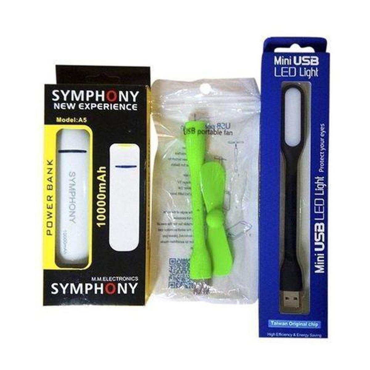 Picture of Combo of Mini Power Bank, USB Fan and USB LED Light
