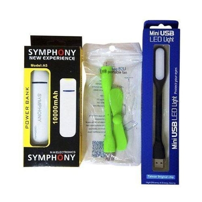 Picture of Combo of Mini Power Bank, USB Fan and USB LED Light