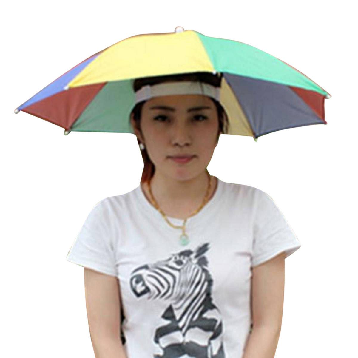 Picture of Head Umbrella Hat for Kids and Adults, Hands Free Umbrella Clear for Rain Sunny Golf