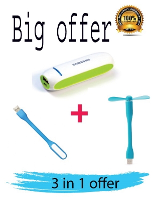 Picture of Gadget Pack Combo Offer Mini Ultra Fast Charging Power Bank + Usb Fan + Usb Led Light - Power Bank