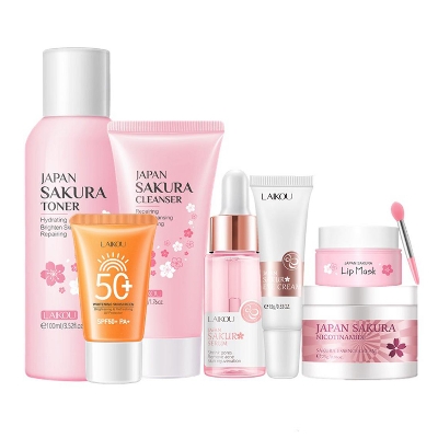 Picture of LAIKOU Japan Sakura Toner/ Sunscreen SPF50+ / Cleanser/Serum/Lip Mask/Eye cream/ Essence Cream Combo