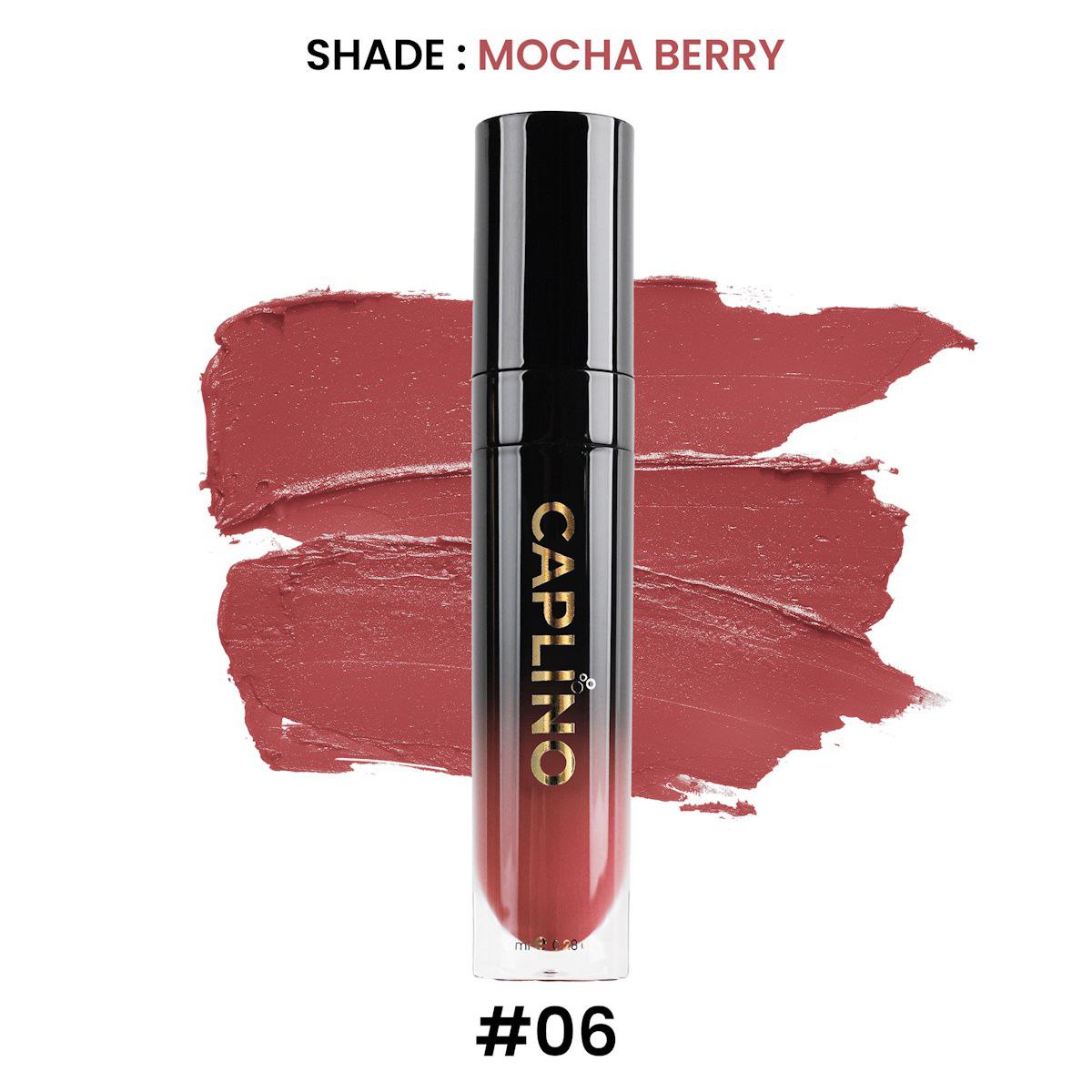 Picture of Caplino Liquid Matte Lipstick - Mocha Berry 06 with Free Personal Cotton Pads