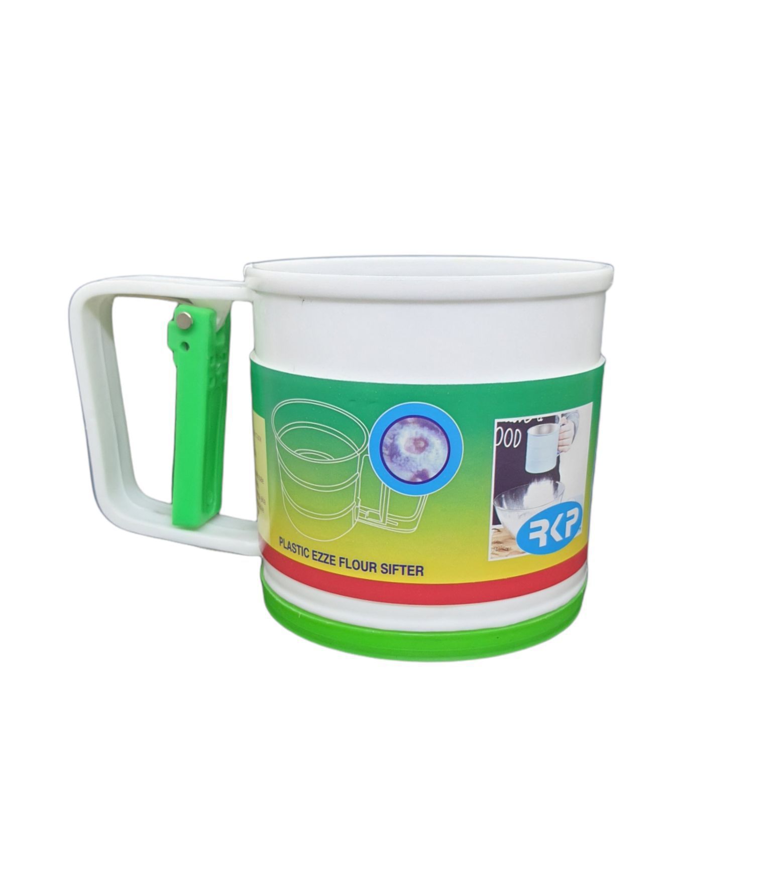 Picture of Plastic Flour Sieve, Hand Press Powder Filter, Sieve Cup, Kitchen Gadget for Cake, Sugar Sieve, Baking Sieve For Home.