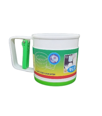 Picture of Plastic Flour Sieve, Hand Press Powder Filter, Sieve Cup, Kitchen Gadget for Cake, Sugar Sieve, Baking Sieve For Home.