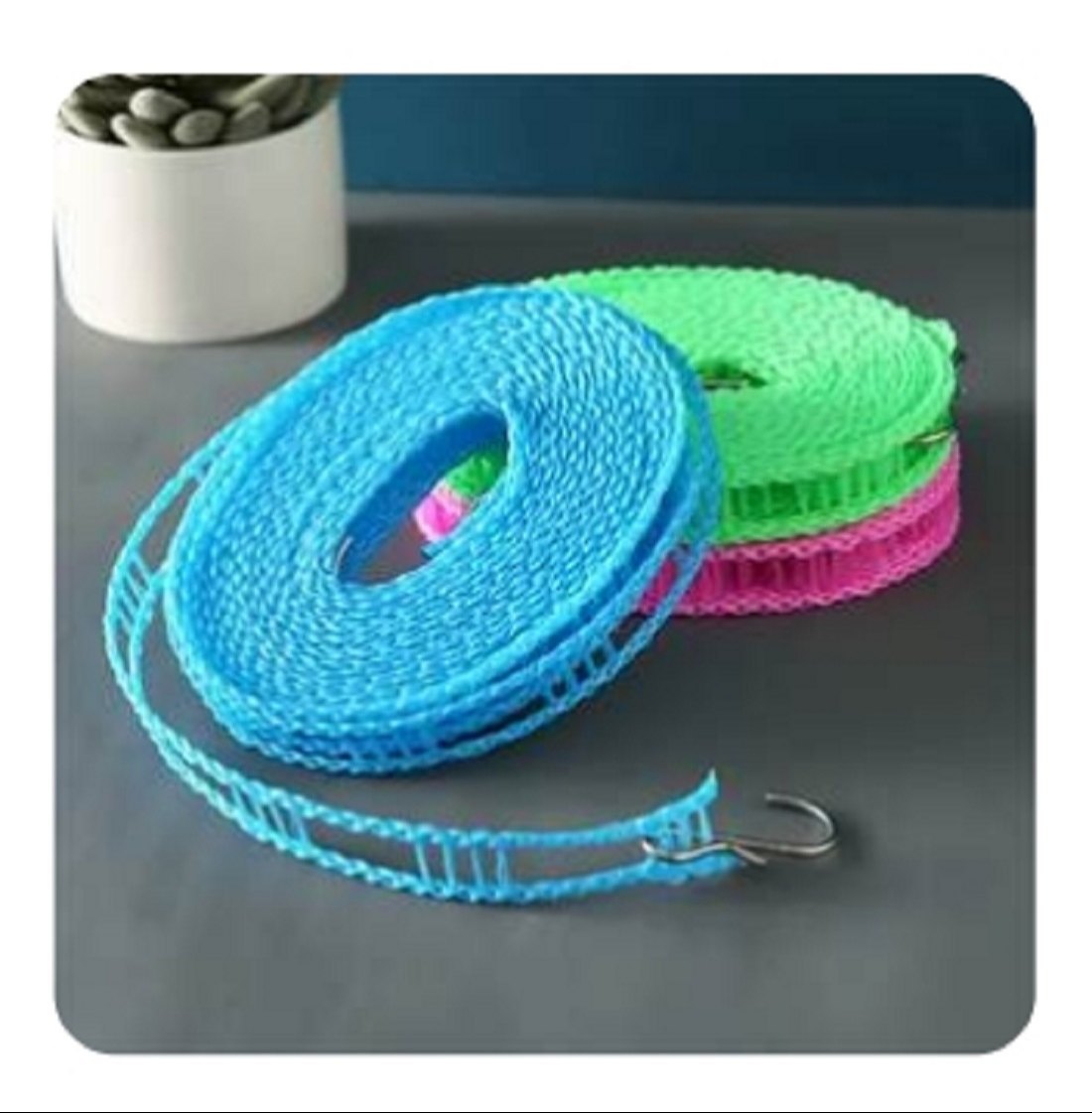 Picture of 16 feet Multi-Function Anti-Wind Rope Anti Slip Clothes line Cloth Hanging Rope With - hanger