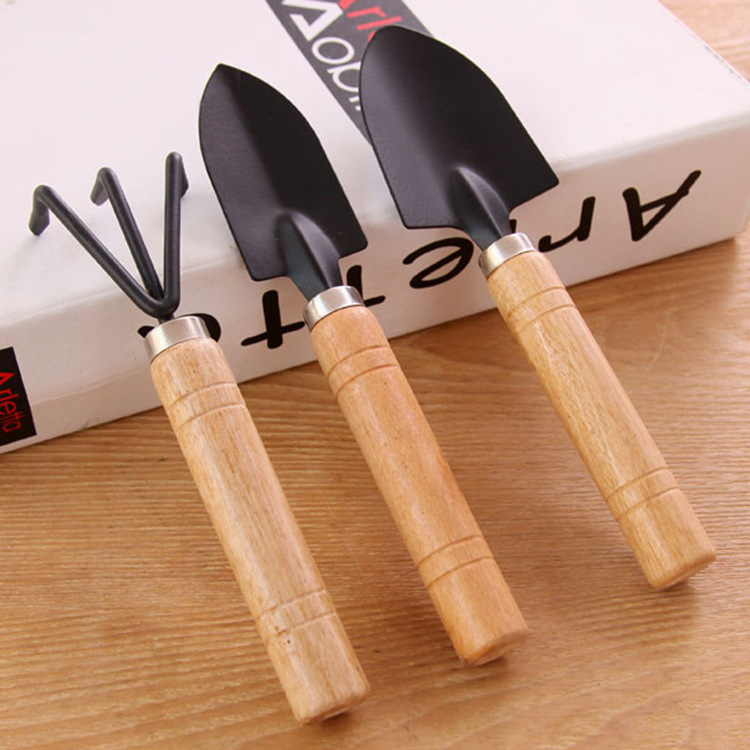Picture of 3 Pcs Wooden Handle Iron Head Plant Tool Set Garden Tools