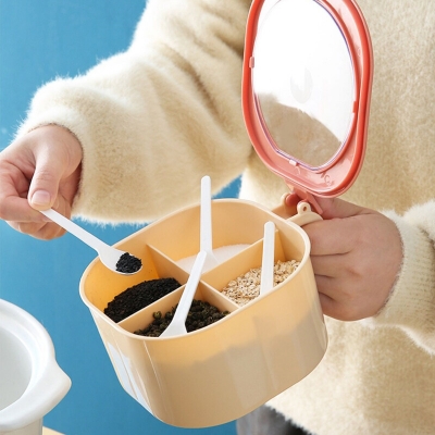 Picture of 1pcs Salt and pepper spice jar with lid Transparent seasoning container spices storage box pumpkin spice boxs kitchen canister sets