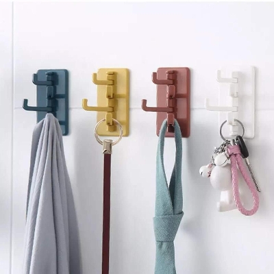 Picture of 1pcs Rotating Wall Adhesive Hook with Four Bracket Bathroom Kitchen Hole-Free