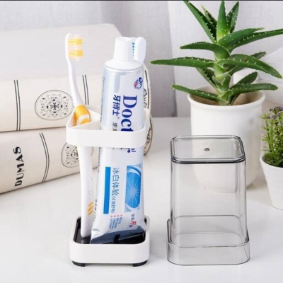 Picture of 1\ 2 CUPS With 1 TOOTHBRUSH HOLDER  TOOTHPASTE STORAGE STAND
