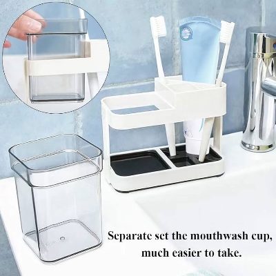 Picture of 1\ 2 CUPS With 1 TOOTHBRUSH HOLDER  TOOTHPASTE STORAGE STAND