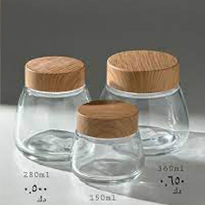 Picture of Glass Jars (200,300,400 ml) Stackable Canisters Set Food Storage Containers with Airtight  Lid for Preserving Dry Food, Cereal, Cookies, Coffee and Tea (Brown)