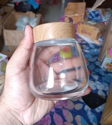 Picture of Glass Jars (200,300,400 ml) Stackable Canisters Set Food Storage Containers with Airtight  Lid for Preserving Dry Food, Cereal, Cookies, Coffee and Tea (Brown)