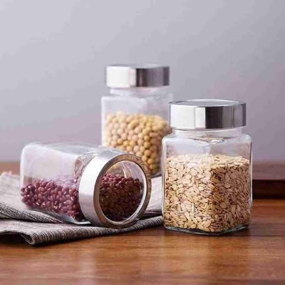 Picture of Indulge Durablity - Premium Quality - Square glass storage container (transparent 310 ml) - Innovative Design - Exclusive Experience