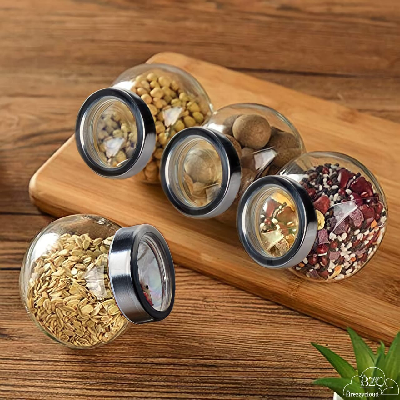 Picture of Storage Glass Jar 400ml,  Kitchen Dried Fruit Storage Jars, Honey Jar and Container, Spice Masala Jar, Visible Glass Jar with Air Tight Stainless Steel Lid 1 pc