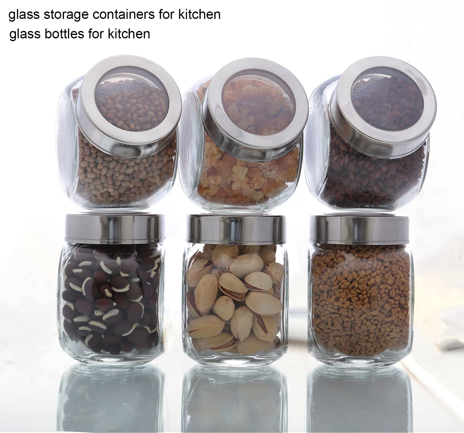 Picture of Storage Glass Jar 400ml,  Kitchen Dried Fruit Storage Jars, Honey Jar and Container, Spice Masala Jar, Visible Glass Jar with Air Tight Stainless Steel Lid 1 pc