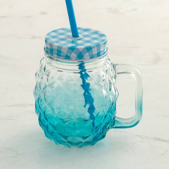 Picture of 500 ml (1 pcs )Colorful Pineapple Shape Glass Mason Jar with Handle and Metal lids for Fruit Juice or Cold Drink - Minimalistic Sophistication