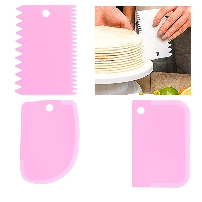 Picture of 3 pis Plastic Cake Cream Spatula Scraper Dough Cutter Fondant Bread Pizza Tools Spatula Cake Butter Scraper Kitchen Pastry Baking Tool - Minimalistic Sophistication