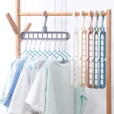 Picture of Clothes Hanger Organizer Racks Multi-port Support Circle Clothes Drying Multifunction Folding Scarf Clothes Hanger Storage Rack