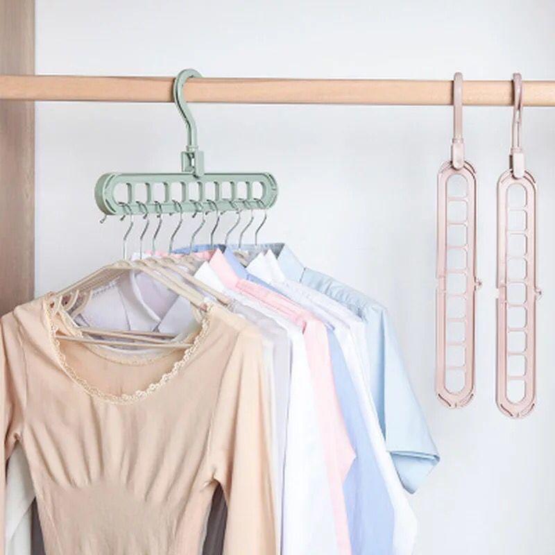 Picture of Clothes Hanger Organizer Racks Multi-port Support Circle Clothes Drying Multifunction Folding Scarf Clothes Hanger Storage Rack