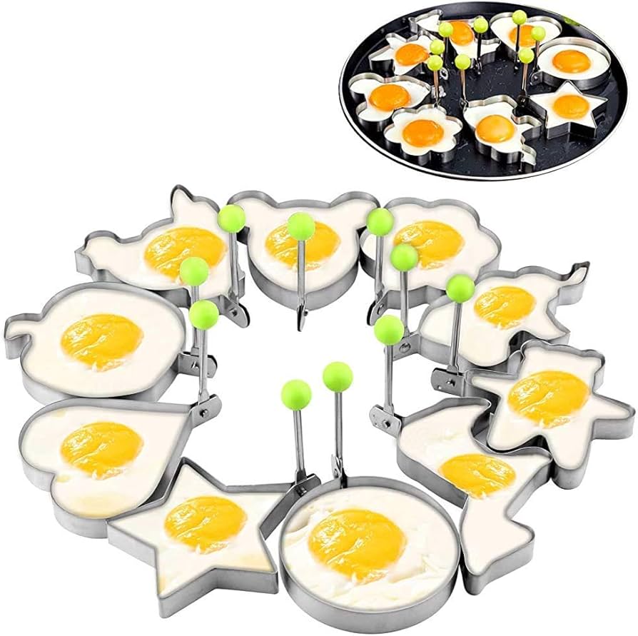 Picture of 3pcs Stainless Steel Fried Egg Pancake Shaper Omelette Mold Mould Frying Egg Cooking Tools Kitchen Accessories Gadget Rings