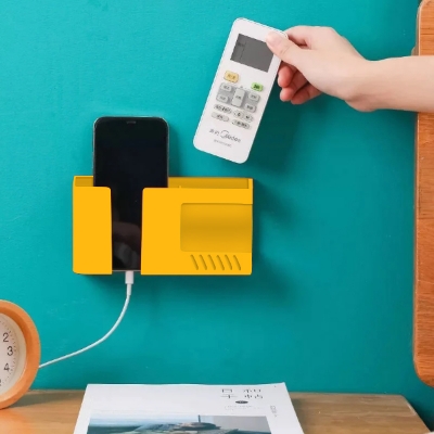 Picture of Multifunctional Wall Mounted Mobile Phone TV Remote Control Storage Box Punch Free Rack Kitchen Stand Bathroom Toothbrush Holder