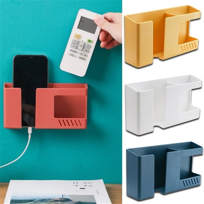 Picture of Multifunctional Wall Mounted Mobile Phone TV Remote Control Storage Box Punch Free Rack Kitchen Stand Bathroom Toothbrush Holder
