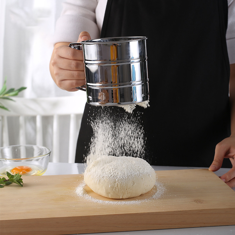 Picture of Flour Sieve Hand-operated Hand-pressed Semi-automatic Cup Flour Sieve Kitchen Baking Sieve Accessories Cake Coffee Gadgets