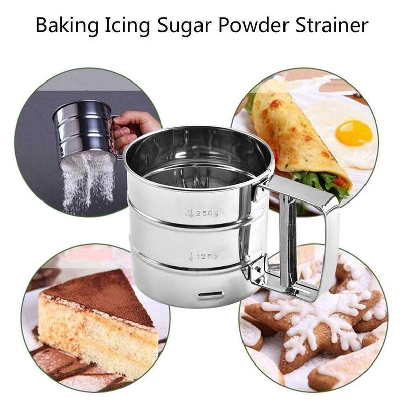 Picture of Flour Sieve Hand-operated Hand-pressed Semi-automatic Cup Flour Sieve Kitchen Baking Sieve Accessories Cake Coffee Gadgets