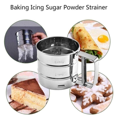 Picture of Flour Sieve Hand-operated Hand-pressed Semi-automatic Cup Flour Sieve Kitchen Baking Sieve Accessories Cake Coffee Gadgets