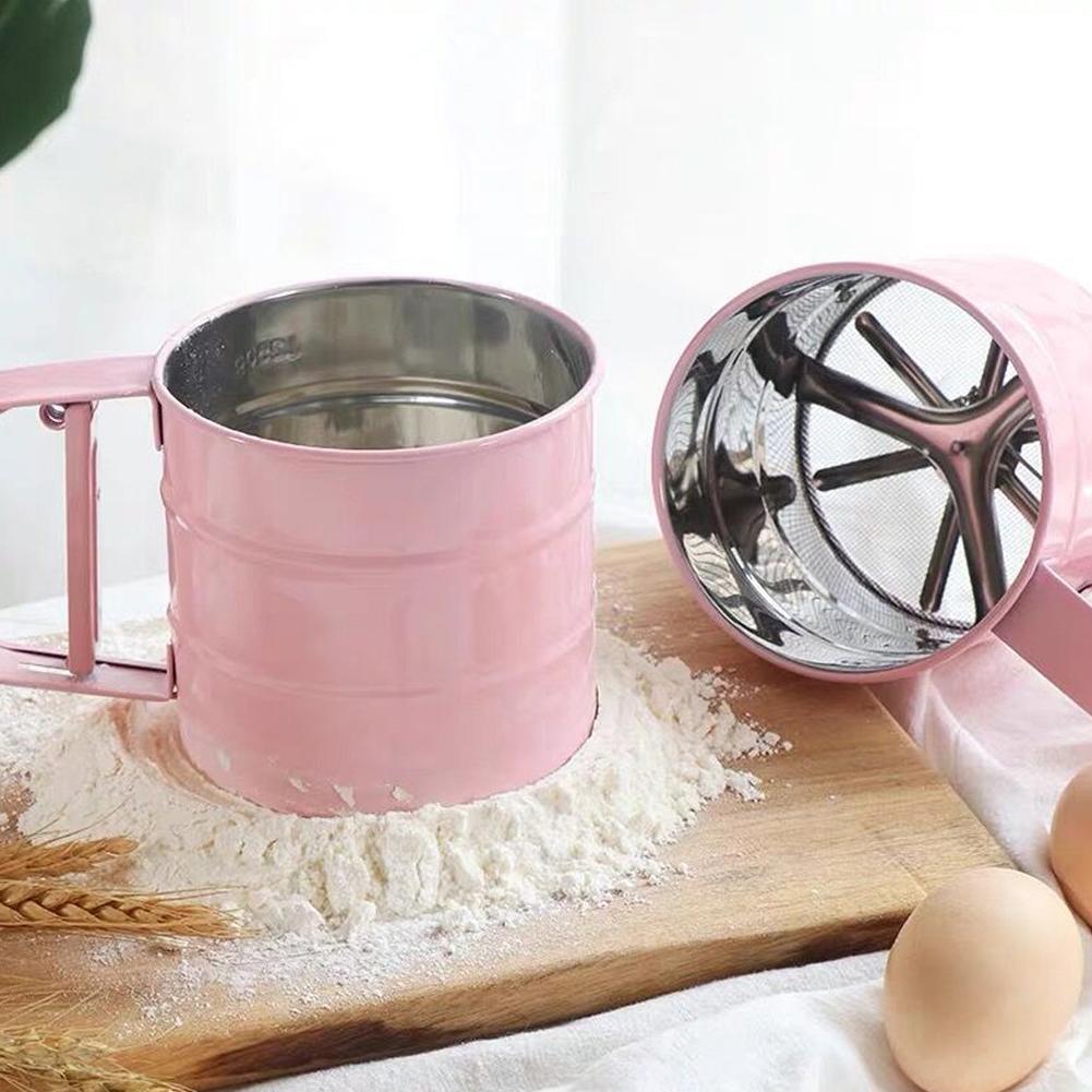Picture of Flour Sieve Hand-operated Hand-pressed Semi-automatic Cup Flour Sieve Kitchen Baking Sieve Accessories Cake Coffee Gadgets