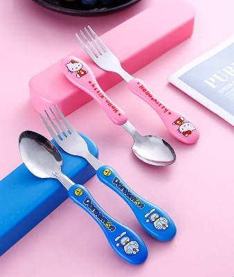 Picture of Travel Spoon Fork Chopstick Cutlery Portable Dinnerware Kit 4 PCS set Lunch Tableware With Box Set 401 Stainless Steel Kitchen Accessories