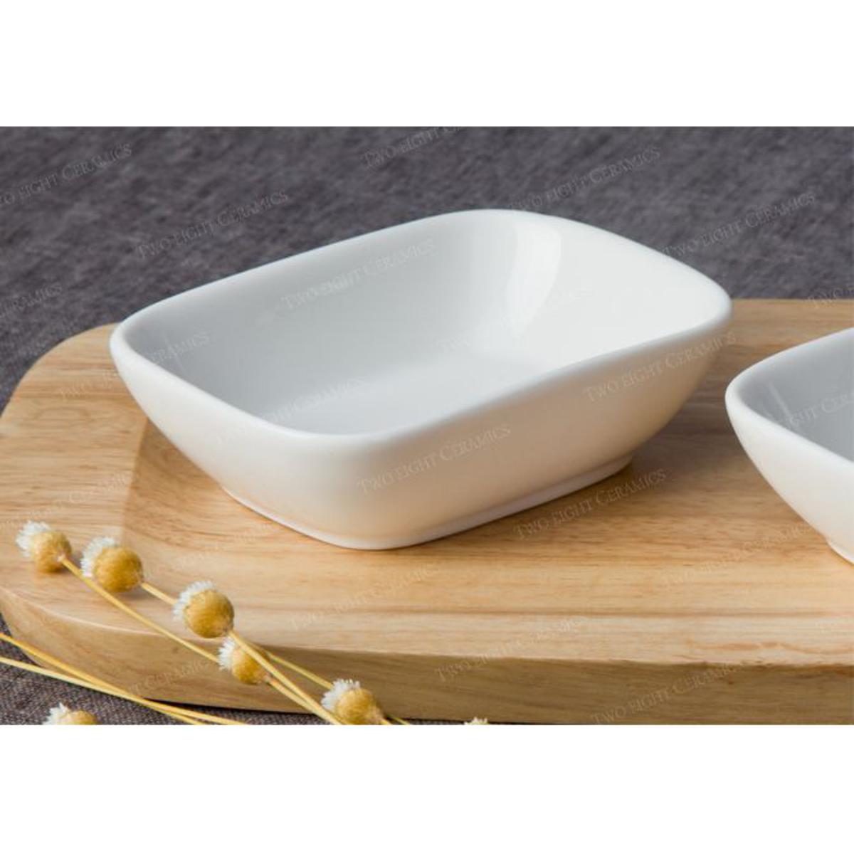 Picture of 4 inch Ceremic white serving dishes rectangle Dessert /  sushi sauce porcelain baking dish